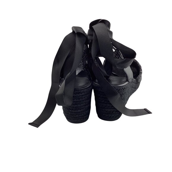 Aerosoles Scarlett Raffia Espadrille Wedge Sandal‎ Size 7.5 NWB Black Strappy - Picture 7 of 8